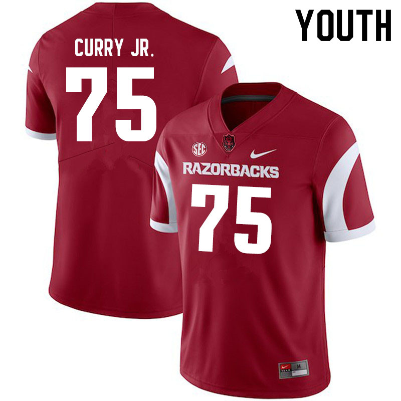 Youth #75 Ray Curry Jr. Arkansas Razorbacks College Football Jerseys Sale-Cardinal